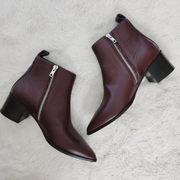 NEW Everlane The Boss Boot Ankle Point Toe Bootie Pebbled Leather in Burgundy - Picture 4 of 10